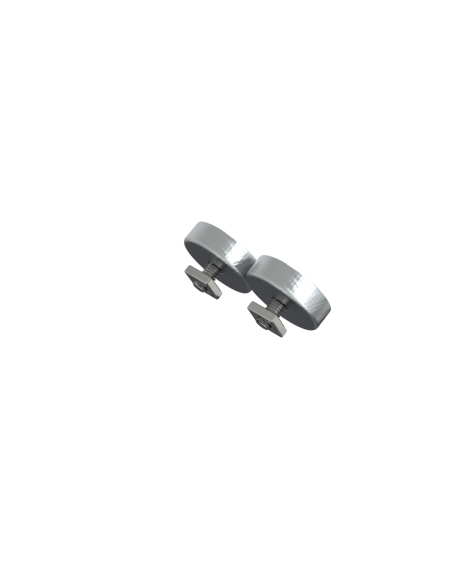 Left view of a pair of magnets for ProTubeVR accessories with screw and nut