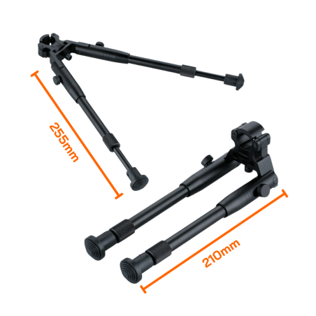 the length of the bipod folded and unfolded