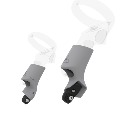 Right view of Pair of Grey PLA cups Controller mount spare parts for Focus 3 with Fastened Attachment