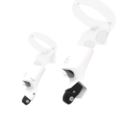 Right view of Pair of White PLA cups Controller mount spare parts for Focus 3 with Fastened Attachment