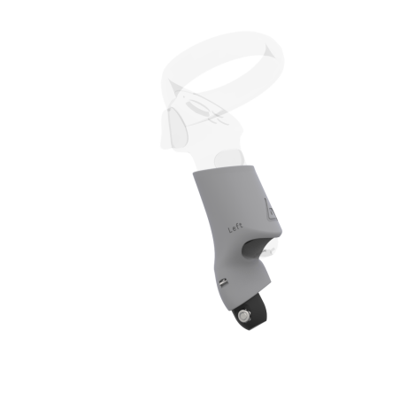 Left view of Left hand Grey PLA cups Controller mount spare parts for Focus 3 with Fastened Attachment