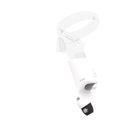 Left view of Left hand White PLA cups Controller mount spare parts for Focus 3 with Fastened Attachment