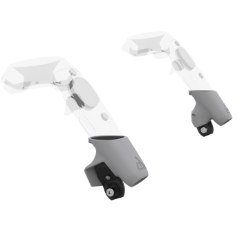 Left view of Pair of Grey PLA cups Controller mount spare parts for HTC Vive with Fastened Attachment