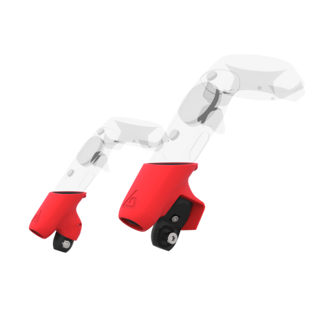 Right view of Pair of Red PLA cups Controller mount spare parts for HTC Vive with Fastened Attachment