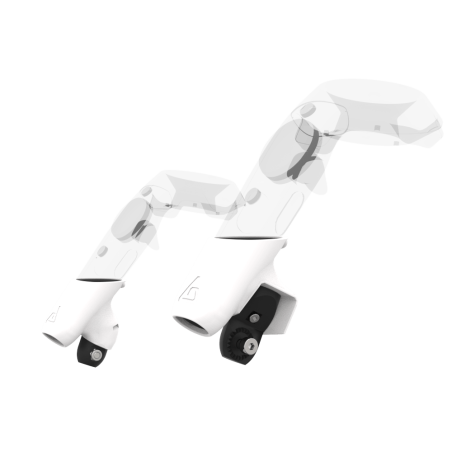 Right view of Pair of White PLA cups Controller mount spare parts for HTC Vive with Fastened Attachment