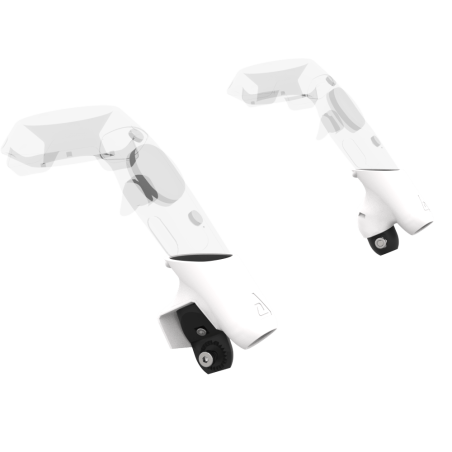 Left view of Pair of White PLA cups Controller mount spare parts for HTC Vive with Fastened Attachment