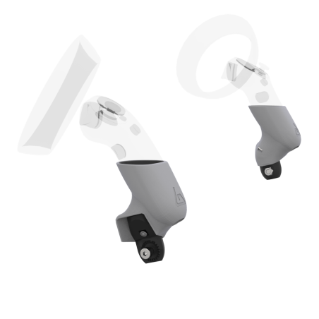 Left view of Pair of Grey PLA cups Controller mount spare parts for Samsung Odyssey with Fastened Attachment