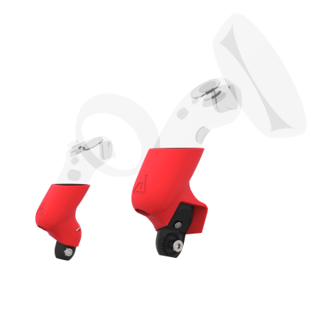 Right view of Pair of Red PLA cups Controller mount spare parts for Samsung Odyssey with Fastened Attachment