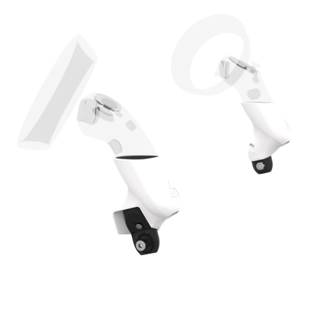 Left view of Pair of White PLA cups Controller mount spare parts for Samsung Odyssey with Fastened Attachment