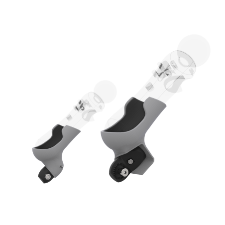 Right view of Pair of Grey PLA cups Controller mount spare parts for PSVR 1 with Fastened Attachment
