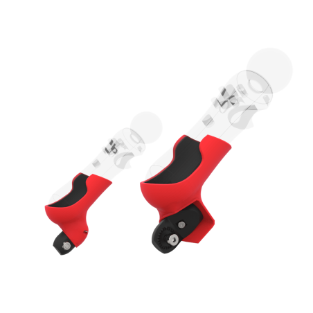 Right view of Pair of Red PLA cups Controller mount spare parts for PSVR 1 with Fastened Attachment