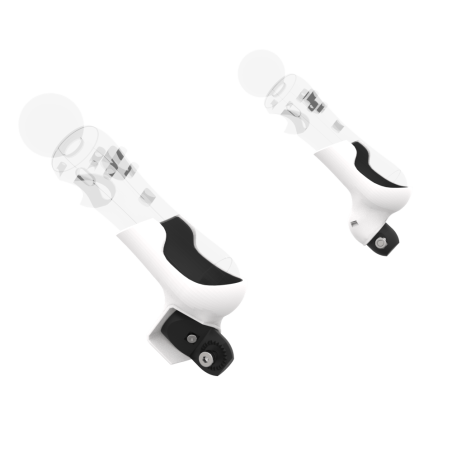 Left view of Pair of White PLA cups Controller mount spare parts for PSVR 1 with Fastened Attachment