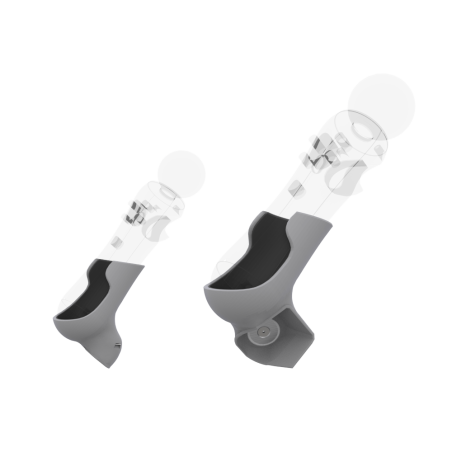 Right view of Pair of Grey PLA cups Controller mount spare parts for PSVR 1 with Detachable Attachment