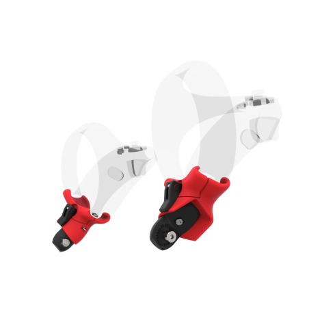 Right view of Pair of Red PLA cups Controller mount spare parts for PSVR 2 with Fastened Attachment
