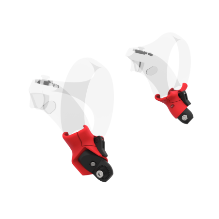Left view of Pair of Red PLA cups Controller mount spare parts for PSVR 2 with Fastened Attachment