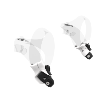 Left view of Pair of White PLA cups Controller mount spare parts for PSVR 2 with Fastened Attachment