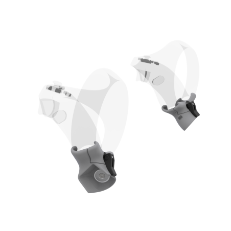 Left view of Pair of Grey PLA cups Controller mount spare parts for PSVR 2 with Detachable Attachment