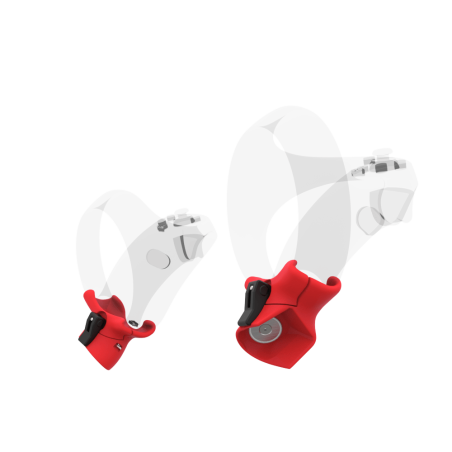Right view of Pair of Red PLA cups Controller mount spare parts for PSVR 2 with Detachable Attachment