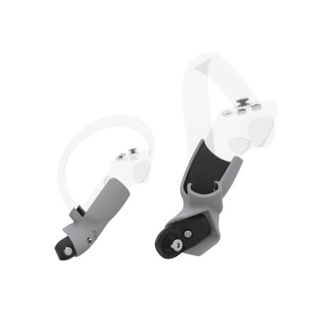 Right view of Pair of Grey PLA cups Controller mount spare parts for Pico 4 with Fastened Attachment