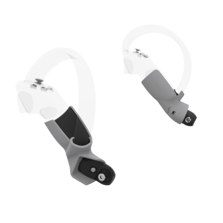 Left view of Pair of Grey PLA cups Controller mount spare parts for Pico 4 with Fastened Attachment