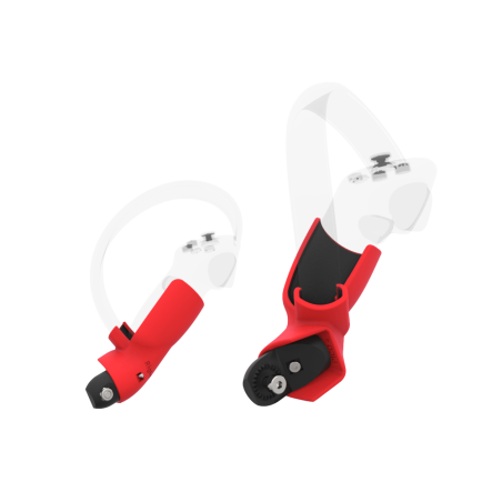 Right view of Pair of Red PLA cups Controller mount spare parts for Pico 4 with Fastened Attachment