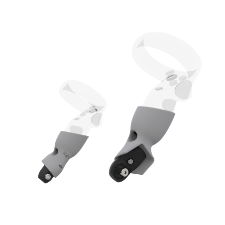 Right view of Pair of Grey PLA cups Controller mount spare parts for Meta Quest 1 with Fastened Attachment