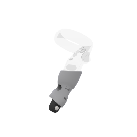 Right view of Right hand Grey PLA cups Controller mount spare parts for Meta Quest 1 with Fastened Attachment