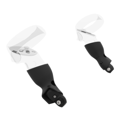 Left view of Pair of Black cups Controller mount spare parts for Meta Quest 2 with Fastened Attachment