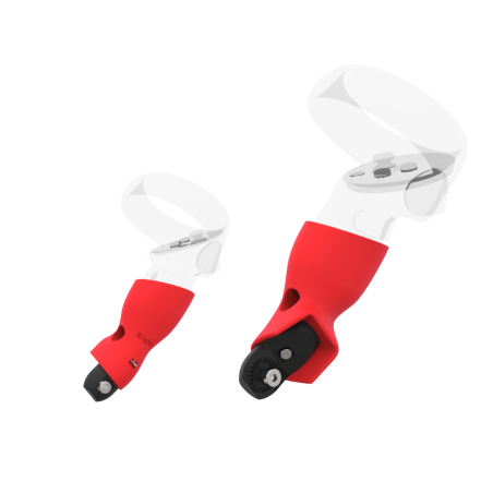 Right view of Pair of Red PLA cups Controller mount spare parts for Meta Quest 2 with Fastened Attachment
