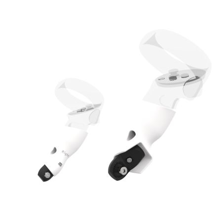 Right view of Pair of White PLA cups Controller mount spare parts for Meta Quest 2 with Fastened Attachment