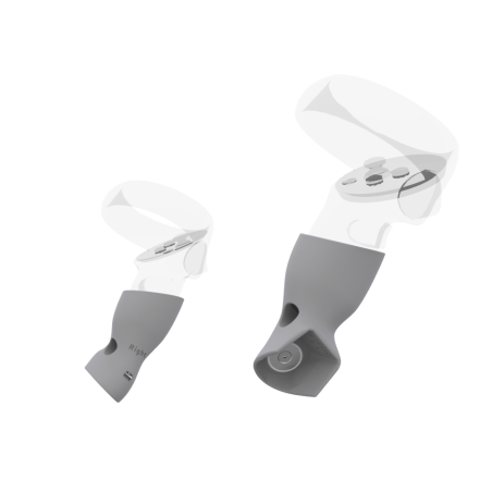 Right view of Pair of Grey PLA cups Controller mount spare parts for Meta Quest 2 with Detachable Attachment