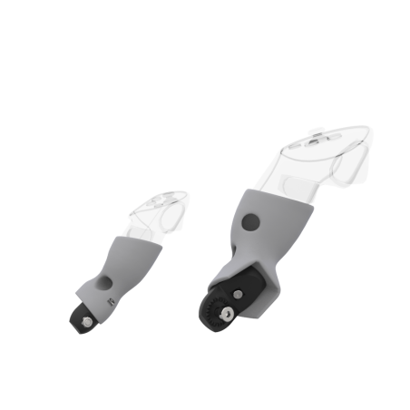 Right view of Pair of Grey PLA cups Controller mount spare parts for Meta Quest 3 with Fastened Attachment