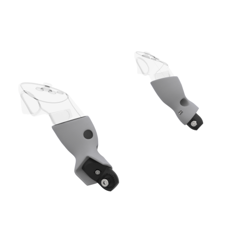 Left view of Pair of Grey PLA cups Controller mount spare parts for Meta Quest 3 with Fastened Attachment