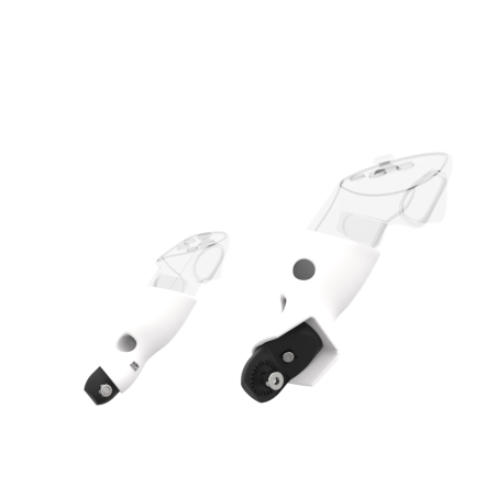Right view of Pair of White PLA cups Controller mount spare parts for Meta Quest 3 with Fastened Attachment