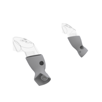 Left view of Pair of Grey PLA cups Controller mount spare parts for Meta Quest 3 with Detachable Attachment