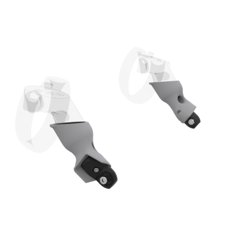 Left view of Pair of Grey PLA cups Controller mount spare parts for Oculus Rift CV1 with Fastened Attachment