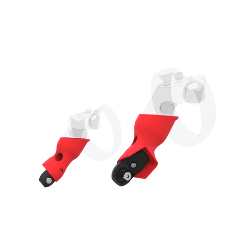 Right view of Pair of Red PLA cups Controller mount spare parts for Oculus Rift CV1 with Fastened Attachment