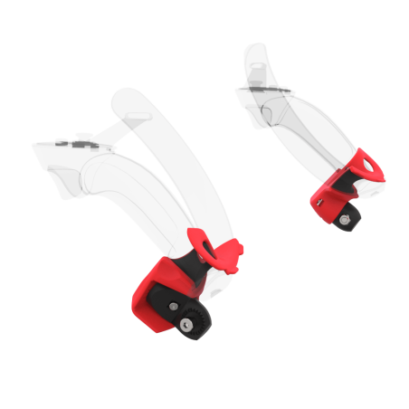 Left view of Pair of Red PLA cups Controller mount spare parts for Valve Index with Fastened Attachment