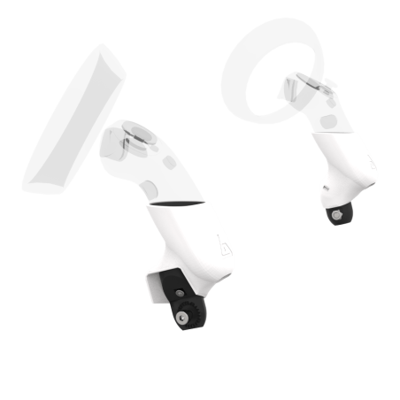 Left view of Pair of White PLA cups Controller mount spare parts for WMR with Fastened Attachment