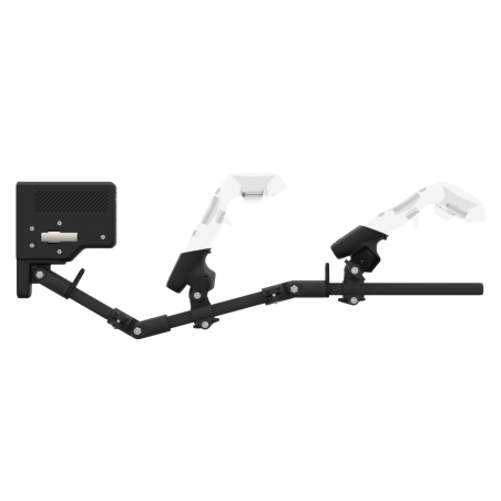 Side view of ForceTube with Haptic Explorer stock for HTC Vive with Black Carbon Armature and Carbon Fiber cups