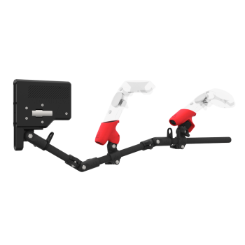 Right view of ForceTube with Haptic Explorer stock for HTC Vive with Black Carbon Armature and Red PLA cups Right view of ForceTube with Haptic Explorer stock for HTC Vive with Black Carbon Armature and Red PLA cups
