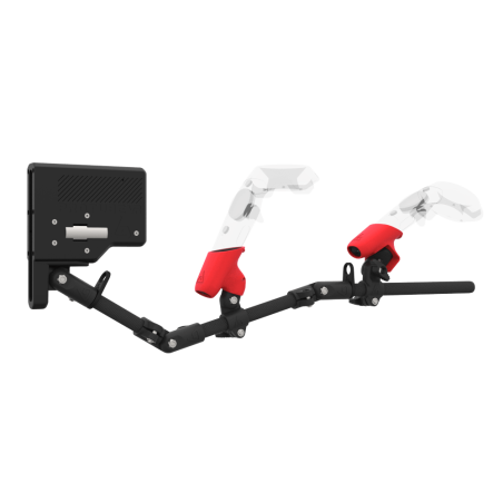 Right view of ForceTube with Haptic Explorer stock for HTC Vive with Black Carbon Armature and Red PLA cups