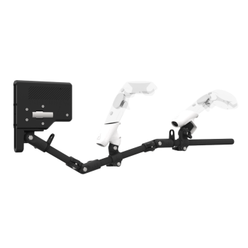 Right view of ForceTube with Haptic Explorer stock for HTC Vive with Black Carbon Armature and White PLA cups Right view of ForceTube with Haptic Explorer stock for HTC Vive with Black Carbon Armature and White PLA cups