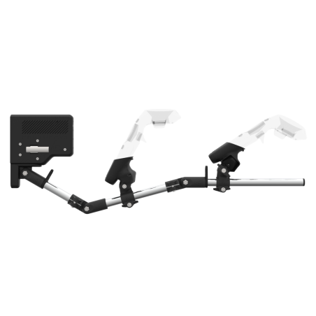Side view of ForceTube with Haptic Explorer stock for HTC Vive with Chrome Armature and Carbon Fiber cups