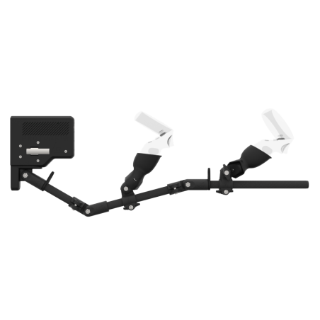Side view of ForceTube with Haptic Explorer stock for Meta Quest 1with Black Carbon Armature and Carbon Fiber cups