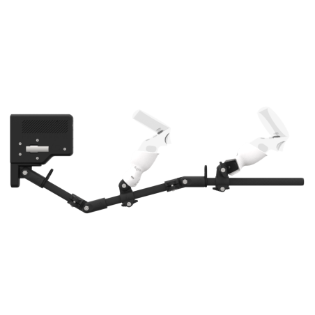 Side view of ForceTube with Haptic Explorer stock for Meta Quest 1with Black Carbon Armature and White PLA cups