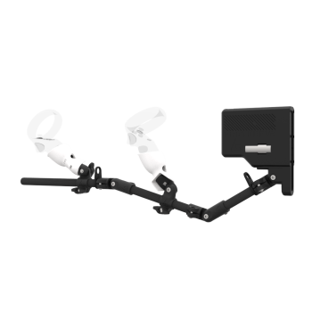 Left view of ForceTube with Haptic Explorer stock for Meta Quest 1with Black Carbon Armature and White PLA cups