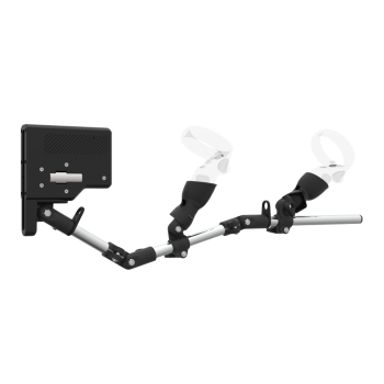 Right view of ForceTube with Haptic Explorer stock for Meta Quest 1with Chrome Armature and Carbon Fiber cups