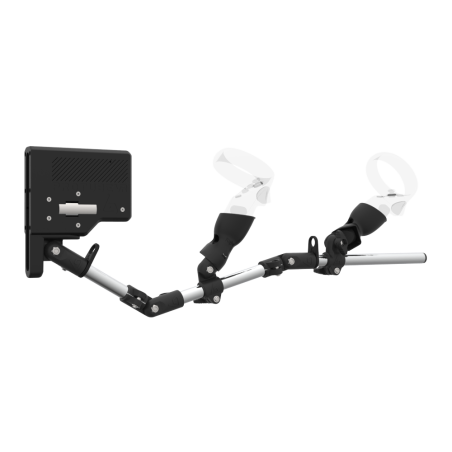 Right view of ForceTube with Haptic Explorer stock for Meta Quest 1with Chrome Armature and Carbon Fiber cups