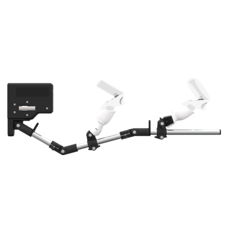 Side view of ForceTube with Haptic Explorer stock for Meta Quest 1with Chrome Armature and White PLA cups